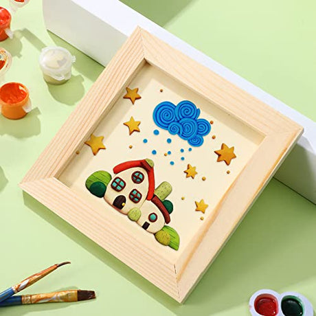 Tofficu 10 Pcs Wooden Picture Frames for Crafts, 4.72X4.72 Unfinished Wooden Frames Paintable Picture Frames, Wood Frames for Crafts Painting Tofficu