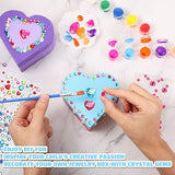 Kigley 6 Sets Paint Your Own Wooden Heart Boxes Arts and Craft Paint Kits Unfinished Wood Jewelry Box for Ages 2-12 Year Old Girls Boys DIY Craft Kigley