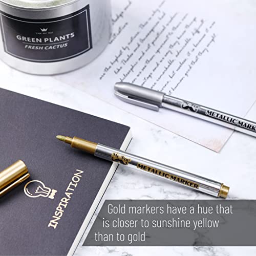 Mr. Pen- Metallic Paint Markers, 6 Pack, Silver and Gold, Silver Paint Marker, Gold Ink Pen, Silver Pen, Silver Markers Permanent Metallic, Silver Mr. Pen