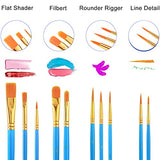 Acrylic Painting Set with 1 Packs / 10 PCS Nylon Hair Brushes 12 Color Tubes (12ml, 0.4 oz) 1 PCS Paint Plate and 4 PCS Canvas for Acrylic Painting ESRICH