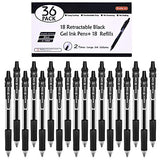 Shuttle Art Black Gel Pens, 36 Pack(18 Gel Pens with 18 Refills) Retractable Medium Point Rollerball Gel Ink Pens Smooth Writing with Comfortable Shuttle Art