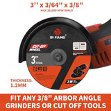 SI FANG 25Pcs 3 inch Cut Off Wheels with 1/4 in Mounting Mandrel Kit for Die Grinder, 3/8" Arbor Cutting Wheel with Pouch for Metal & Stainless Steel SI FANG