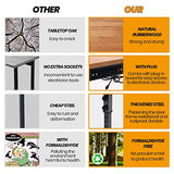 48" Adjustable Work Bench, Rubber Wood Top Heavy-Duty Workbench with Power Outlet, 2000 LBS Load Capacity Hardwood Worktable, for Garage, Workshop, Polar Aurora