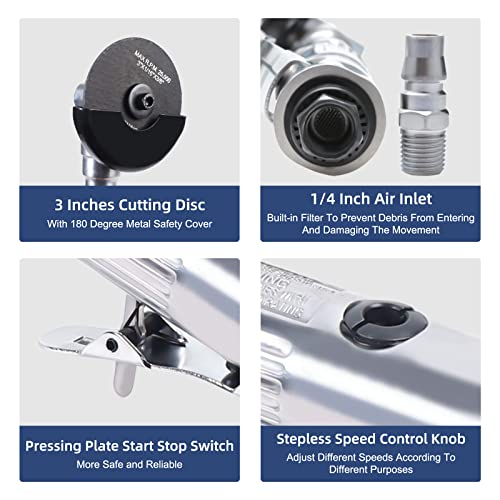 Long Handle Pneumatic Cut Off Tool 3-inch 18000RPM Air Cut-Off Tool Extended Cutting Tool Kaibrite