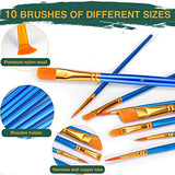 ESRICH Acrylic Paint Canvas Set,52 Piece Professional Painting Supplies Kit with 2 Wood Easel,2 * 12Colors,2 * 10 Brushes,Circular Canvas Etc,Premium ESRICH