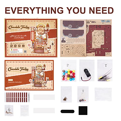 Rowood 3D Puzzles for Adults, Marble Run Wooden Model Kits for Adults, DIY STEM Mechanical Building Set, Birthday for Teens Boys Age 14+ - Chocolate