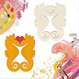 Unfinished Seahorse Shapes Wood/Heart-Shaped Wood DIY Craft Cutout Hanging Ornaments with Natural Twine for Christmas Wedding Birthday Party Zontween