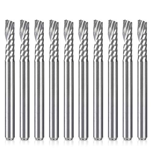 HQMaster CNC Router Bits, 10 Pack Router Bit Single End Mill Set Milling Cutter Tungsten Steel Engraving Carving Tool Kit HQMaster