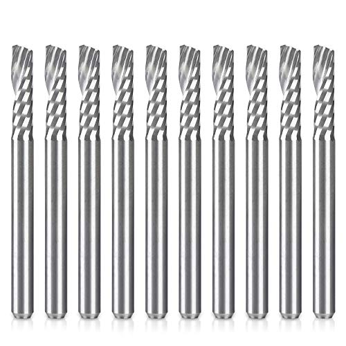 HQMaster CNC Router Bits, 10 Pack Router Bit Single End Mill Set Milling Cutter Tungsten Steel Engraving Carving Tool Kit