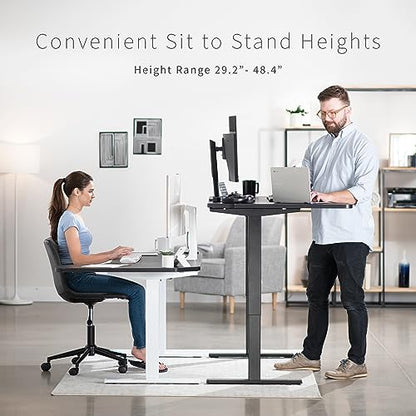 VIVO Electric Height Adjustable L Shaped 58 x 35 inch Corner Standing Desk, Black Reversible Table Top, Black Frame, Workstation with Memory Control