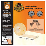 Gorilla Tough & Clear Double Sided Adhesive Mounting Tape, Extra Large, 1" x 150", Clear, (Pack of 1) Gorilla