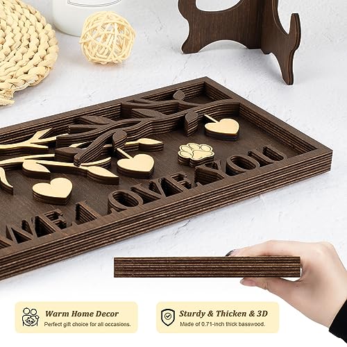 GIFT FOR MOM GRANDMA, WE LOVE YOU 3D Family Tree Sign Frame, Personalized 3-9 DIY Names Wooden Plaque Keepsake for DAD Parents, Friends, Teachers on ADDMES