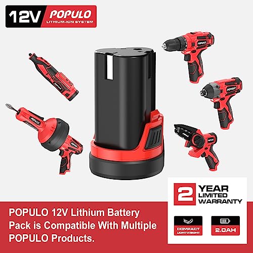 POPULO 12V Cordless Rotary Tool Kit, 5 Variable Speeds, Max Load Speed up to 32000RPM, Powerful Engraver, Sander, Polisher, 114 Easy Change populo
