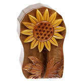 Handcrafted Wooden Sunflower Shape Secret Jewelry Puzzle Box beltiscool