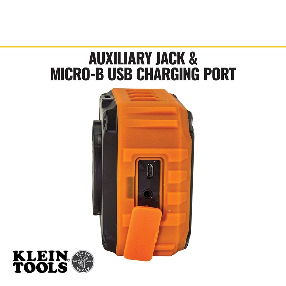 Klein Tools AEPJS1 Bluetooth Speaker & 55580 Stainless Steel Tumbler with Flip-top Lid, Insulated 20 oz. Tradesman's Double Wall Vacuum Mug, Klein Tools