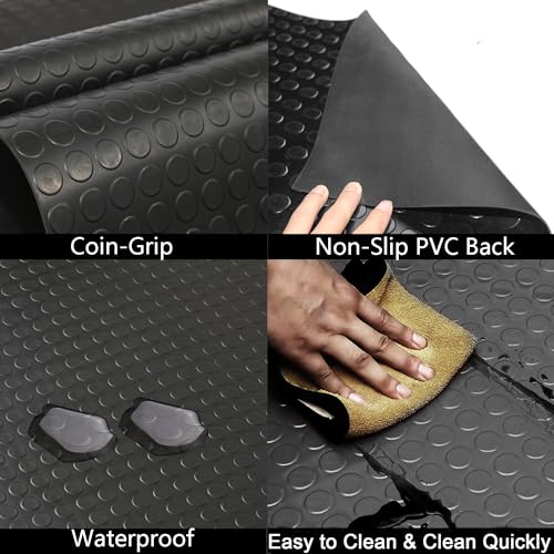 Nisorpa 3mm Thick Garage Floor Rubber Mat 16.4 x 3.3 fts Rubber Garage Floor Mats Heavy Duty Coin-Grip Garage Flooring Roll Non-Slip Rubber Mats