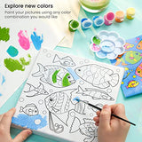 Arteza Kids Ocean Scenes Painting Kit, 4 Canvases, 8 x 8 in, 24 Acrylic Paints, 4 Paint Brushes, 4 Palettes, Kids Activities Ages 6 and Up Arteza Kids