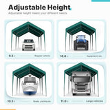 ADVANCE OUTDOOR Adjustable 10x20 ft Heavy Duty Carports Car Canopy Garage Boat Shelter Party Tent, Adjustable Height from 9.5 ft to 11 ft, Green ADVANCE OUTDOOR