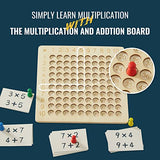 Asweets 2 in 1 Wooden Montessori Multiplication Addition Board Game Montessori Toy Educational Math Table Board Game Double-Sided Boards for Toddlers Asweets