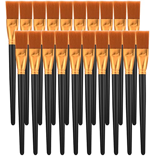 20 Pieces Paint Brushes for Acrylic Painting, Nylon Paint Brushes 1 Inch Wide Flat Paint Brushes Set for Artists Professional Amateurs Gouache & Thinp