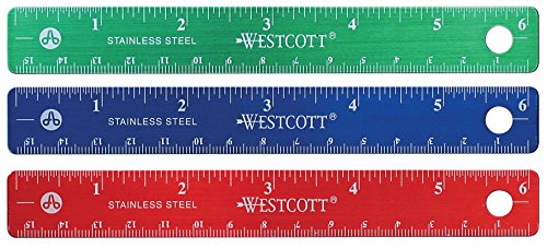 Westcott Stainless Steel Office Ruler with Non Slip Cork Base, 6-Inch (10414) Westcott