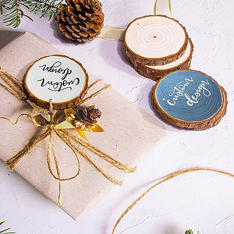 SENMUT Natural Wood Slices,Unfinished Wood Slice Kit 30pcs 2.0"-2.45" Predrilled Wood Circles for Crafts, Christmas Wood Slices for Crafts Round SENMUT