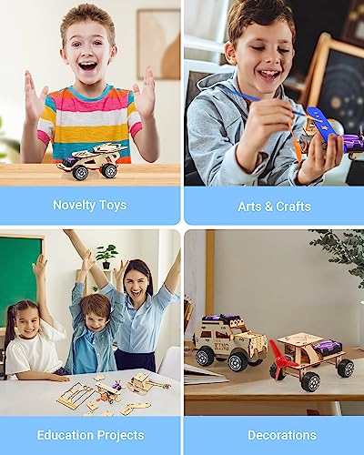 STEM Kits for Kids Age 8-10, 5 Set STEM Projects, Wooden Model Car Kits, Gifts for Boys 8-12, 3D Puzzles, Science Educational Crafts Building Kit, Poraxy