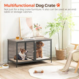 MAHANCRIS Dog Crate Furniture for 2 Dogs, 43.3" Dog Kennel with Removable Divider, Heavy Duty Wooden Dog Kennel for Small Medium Dog, Indoor Dog Cage MAHANCRIS