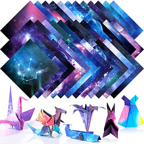 150 Sheets Double Sided Origami Paper Kit 6 x 6 Inch Beautiful Sky Scrapbook Paper Galaxy Outer Space Star Pattern Paper Easy Folding for Arts Crafts Chinco