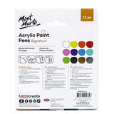 MONT MARTE Signature Acrylic Paint Pens, 12 Piece, Waterproof, Suitable for Most Surfaces Including Canvas, Card, Rocks, Fine Bullet Tip (1mm) MONT MARTE