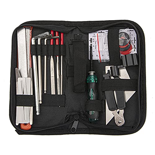20Pcs Yootones Guitar Tool Kit Repairing Maintenance Tools with String Organizer Guitar Winder String Cutter String Action Ruler Gauge Yootones