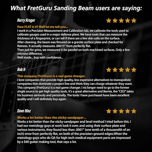 FretGuru Sanding Beam Fret Leveler – (10" ~250mm) Professional guitar luthier leveling file includes 100, 240, 320 Grit Peel and Stick Sandpaper and FretGuru