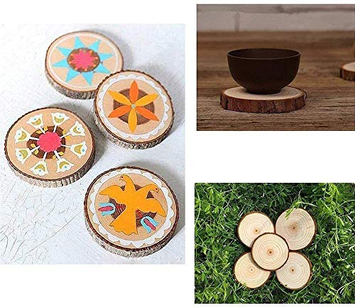Unfinished Natural Wood Slices 30 Pcs 3.5-4 inch Craft Wood kit Circles Crafts Christmas Ornaments DIY Crafts with Bark for Crafts Rustic Wedding William Craft