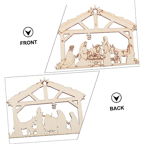 SEWACC 20Pcs Nativity Craft Wood Blank Cutouts Wood Craft Decoration Wall Decorative Patches DIY Wood Crafts Ornament Blank Wood Slices Christmas