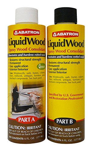 Abatron LiquidWood Kit - 12 Ounce - 2-Part Structural Wood Epoxy Resin - Wood Hardener and Consolidant - Perfect Primer for WoodEpox Epoxy Wood