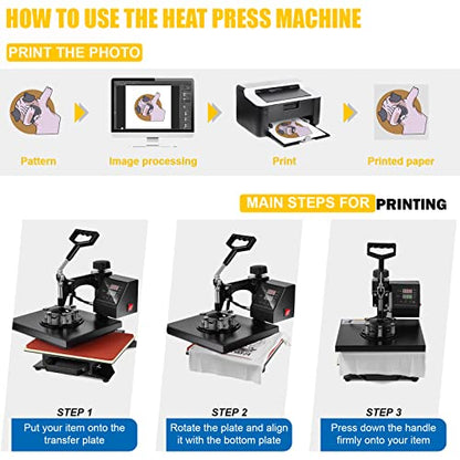 TOPDEEP 5 in 1 Heat Press Machine, Swing Away T Shirt Pressing Machine Multifunction, Heat Press 12x10 inch Transfer Machine Sublimation Combo for