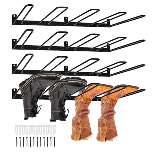 XLSXEXCL 4 Pack Boot Rack Wader Hangers Wall Mount Holds 8 Pairs Boot Organizer Hanging Metal Tall Boot Holder for Cowboy Garage Boot Storage Closet - WoodArtSupply