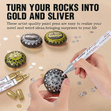 VHEONET Paint Pen 3 Gold & 3 Silver Metallic Permanent Acrylic Markers Set for Fabric Glass Plastic Rock Wood Ceramic Leather Tire Painting, Medium VHEONET