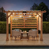 Sunjoy Cedar Pergola 10 x 11 ft. Wooden Hot Tub Pergola with Adjustable Canopy and Privacy Screen by SummerCove SummerCove