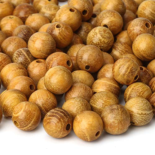 Prometis 200pcs 8mm Natural Sandalwood Round Beads Gorgeous Craft Handmade Polished Spacer Mala Pray Beads with Elastic Cord for Bracelets DIY Rosary Prometis