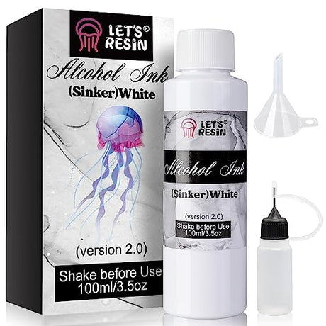 LET'S RESIN White Alcohol Ink for Epoxy Resin, Upgraded White Alcohol Ink 3.5oz/100ml, Alcohol-Based Resin Ink, White Resin Pigment for Resin Petri, LET'S RESIN