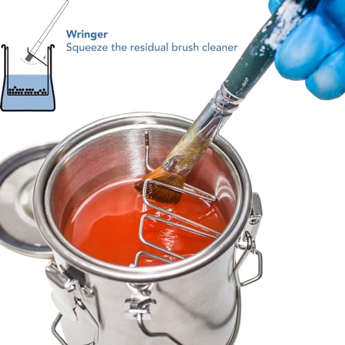 CUGEBANNA Paint Brush Washer,Airtight Stainless Steel Brush Cleaner for Oil Painting Acrylic,Brush Washer with Cleaning Beads and Wringer CUGEBANNA