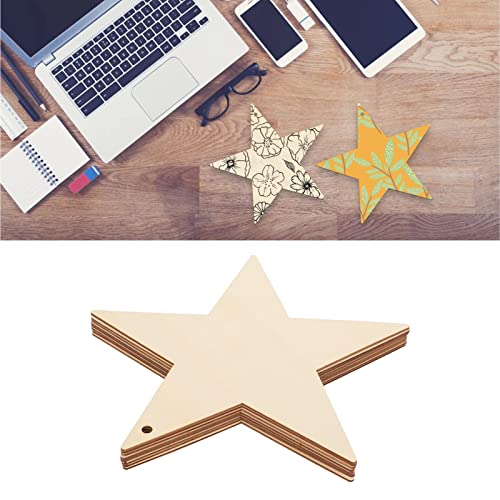 8Pcs Small Wooden Stars for Crafts, Unfinished Blank Wood Pieces, Wood Star Cutouts Ornaments for Wooden Flags Making and Art Craft(#1) - WoodArtSupply