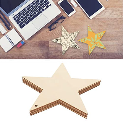 8Pcs Small Wooden Stars for Crafts, Unfinished Blank Wood Pieces, Wood Star Cutouts Ornaments for Wooden Flags Making and Art Craft(#1) - WoodArtSupply