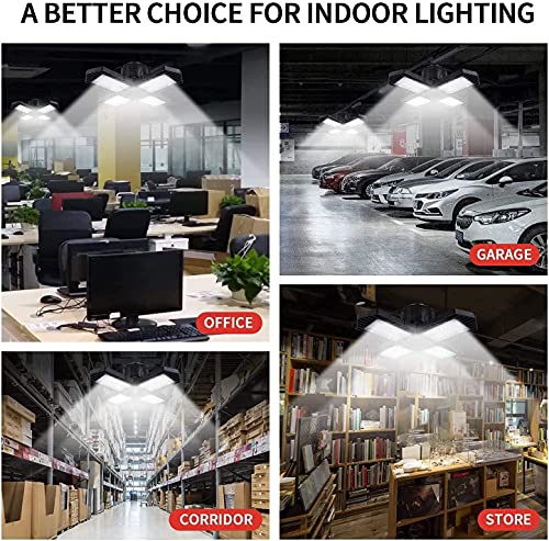 2 Pack LED Garage Lights,100W Deformable Led Garage Lighting 10000LM E26 Daylight 6000K LED Garage Ceiling Lighting Super Bright Adjustable Garage GMximo