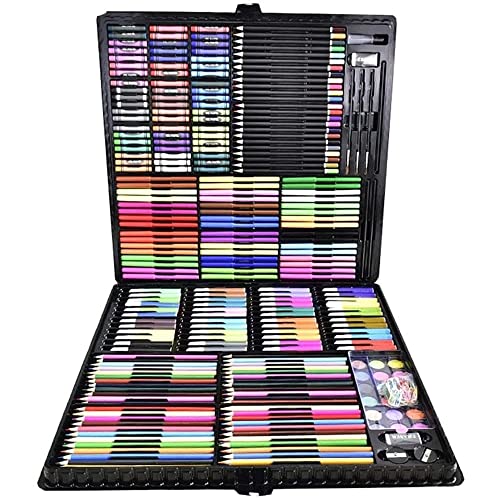 RMENST 258 Piece Deluxe Art Set, Art Box & Drawing Kit, Oil Pastels, Colored Pencils, Watercolor Cakes, Sketch Pencils, Paint Brush, for Kids, Teens - WoodArtSupply