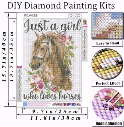FOXKISS Horse Diamond Art Painting Kits for Adults - Full Drill Diamond Dots Paintings for Beginners, Round 5D Paint with Diamonds Pictures Gem Art