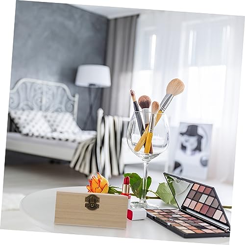 NOLITOY 18 Pcs Wooden Box with Lock Wooden Crafts Paint Brishes Mini Containers Unfinished Treasure Chest Bamboo Jewelry Organizer Wood Gift NOLITOY