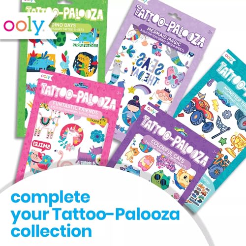 OOLY Tattoo-Palooza Over 50 Safe Non-Toxic Temporary Tattoos for Kids, Fake Tattoos as Party Favors for kids 4-8, Goodie Bag Stuffers for Birthday - WoodArtSupply