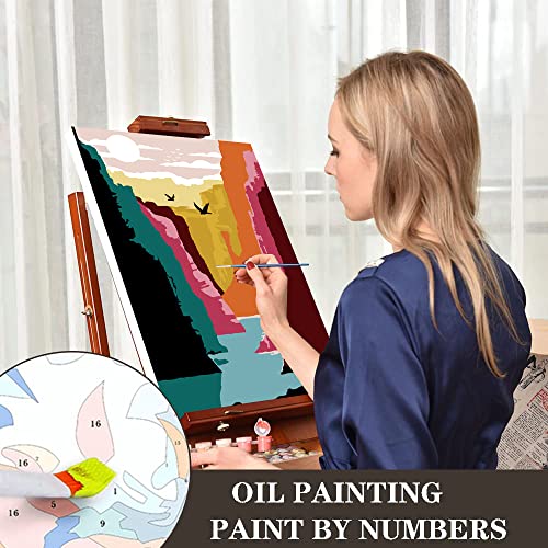 LWZAYS Paint by Numbers for Adults and Kids Beginner, Painting by Number Kits on Canvas, Without Frame DIY Color Landscape Oil Painting Acrylic